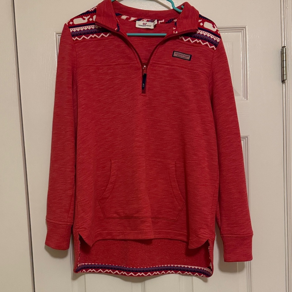 Vineyard Vines Women's Red Quarter-Zip Sweatshirt tunic